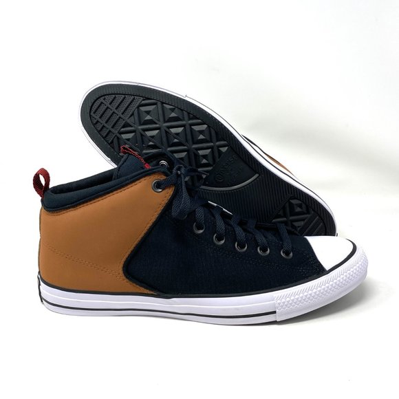 Converse CTAS HIGH STREET Black Canvas Brown Heel Mid Top Sneakers Men's 166077C - Picture 5 of 10